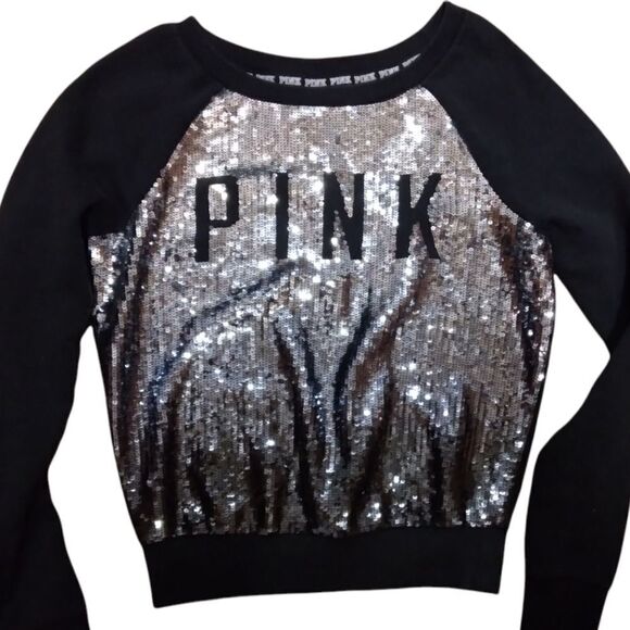 PINK! VICTORIA'S SECRET- BLING LIMITED EDITION SEQUINED OMBRE STYLE SWEATER - Picture 10 of 16